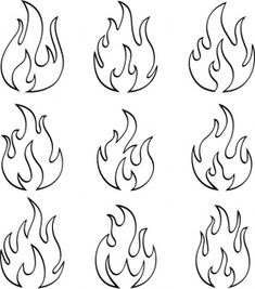 different types of fire flames on a white background