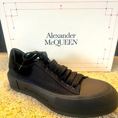 Black Alexander Mcqueen Men Casual Sneakers Size 12 Brand New Never Been Luxury Black Custom Sneakers With Vulcanized Sole, Luxury Custom Black Sneakers With Vulcanized Sole, Alexander Mcqueen Shoes Black, Alexander Mcqueen Casual, Alexander Mcqueen Tread Slick, Men Casual Sneakers, Alexander Mcqueen Oversized Sneaker, Black Alexander Mcqueen, Alexander Mcqueen Sneakers