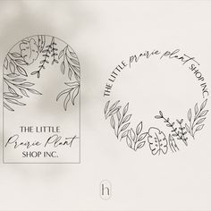 the little prairie plant shop logo and sticker are shown in black ink on white paper