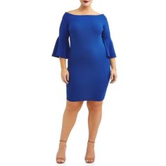 Bell sleeve shift dress with elbow sleeve unlined dress. Size: 3X. Color: Blue. Gender: female. Age Group: adult. Blue Fitted Dress With Bell Sleeves, Fitted Blue Dress With Bell Sleeves, Blue Fitted Mini Dress With Half Sleeves, Chic Blue Bell Sleeve Dress, Blue Fitted Mini Dress With 3/4 Sleeve, Bell Sleeve Shift Dress, Bell Sleeve Dress, Elbow Sleeve, Blue Gender