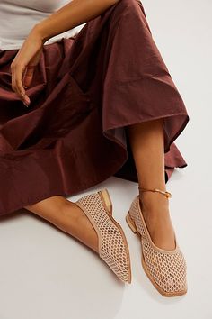 Catch some breeze in these sheer ballet flats, featuring a wide mesh overlay with a unique square toe for an extra detail. **Features:** Slip-on style, square toe, mesh uppers, wide mesh overlay, leather trim, mini heel, pull tab **Why We | Coastline Mesh Flats by Artisan — Crafted by Zigi at Free People in Pink, Size: US 6 Mesh Flats, Ballerina Shoes Flats, Free People Shoes, Lace Dress Long, Mesh Shoes, Mesh Overlay, Ballerina Shoes, Long Sleeve Lace Dress, Latest Outfits