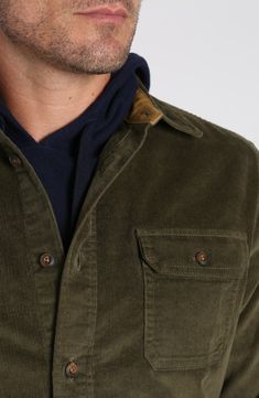 Cotton corduroy with a touch of comfortable stretch defines this button-up overshirt that looks good layered or solo. Front button closure Spread collar Long sleeves with button cuffs 98% cotton, 2% spandex Machine wash, dry flat Imported Winter Corduroy Tops With Buttons, Winter Corduroy Shirt For Work, Winter Corduroy Workwear Shirt, Corduroy Shirt For Work In Winter, Corduroy Shirt For Workwear In Winter, Fall Corduroy Shirt With Buttons, Casual Corduroy Outerwear With Button Cuffs, Winter Corduroy Shirt With Buttons, Winter Corduroy Button Shirt