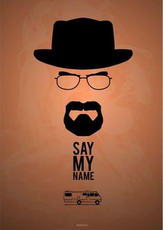 a man wearing glasses and a hat with the words say my name