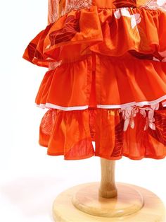 Good Times Plumeria Monstera Orange Poly Cotton Hawaiian Half Sleeve Frill Long Dress | AlohaOutlet Coconut Bra, Ti Leaf, Bell Sleeve Pattern, Hawaiian Dresses, Hula Skirt, Girls Clothes Patterns, Muumuu Dress, Mumu Dress, Hawaiian Dress