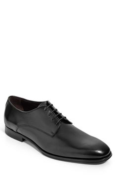 Clean lines and simple detailing streamline a classic, versatile derby crafted from Italian leather and styled to bring a smart finish to any formal look. Lace-up style Cushioned footbed with arch support Leather upper, lining and sole Made in Italy Elegant Wingtip Boots For Derby, Elegant Black Derby Boots, Elegant Pointed Toe Boots For Semi-formal Occasions, Elegant Semi-formal Pointed Toe Boots, Elegant Derby Boots With Leather Sole, Elegant Leather Sole Derby Boots, Classic Pointed Toe Semi-formal Boots, Elegant Leather Derby Shoes For Business Casual, Elegant Leather Derby For Business Casual