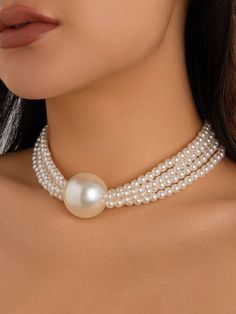 An exclusive offer for you——Affordable prices at Stylewe store, SPU: 110NE6ICD72, Color: White Golden Silver, Decoration/Process:Beading, Type:Layer Sets Trendy Pearl Necklace, Moti Necklace Design, White Pearls Necklace, Multi Layer Necklace Beads, Creative Necklace, Neck Pieces Jewelry, Pearl Jewelry Design, Fancy Jewellery Designs, Pearl Necklace Designs