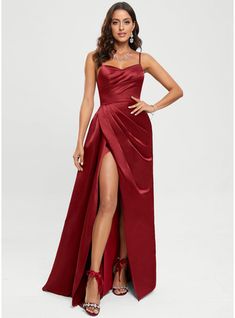 JJ's House Satin V-Neck <=200 Fall Spring Summer Winter A-line General Plus Leg Slit Back Zip Simple Burgundy Height:5.8ft（176cm） Bust:32in（82cm）Waist:24in（61cm）Hips:35in（89cm） No Floor-Length Red Spaghetti Straps Prom Dresses. #JJ's House #Satin #VNeck #<=200 #Fall #Spring #Summer #Winter #Aline #General #Plus #LegSlit #BackZip #Simple #Burgundy #No #FloorLength #Red #SpaghettiStraps #PromDresses Satin Prom Dresses, Prom Dresses Long Lace, V Neck Prom Dresses, Floor Length Prom Dresses, Lace Beach Wedding Dress, Long Sleeve Prom, Two Piece Homecoming Dress, Prom Dresses Two Piece, Lace Homecoming Dresses