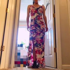 Dress Fitted Floral Maxi Dress For Day Out, White Fitted Long Floral Dress, Fitted White Long Floral Dress, Fitted Long Floral Dress For Vacation, White Fitted Maxi Floral Dress, White Fitted Floral Maxi Dress, Feminine Fitted Multicolor Maxi Dress, Floral Print Maxi Dress For Casual Wear, Grey Dresses