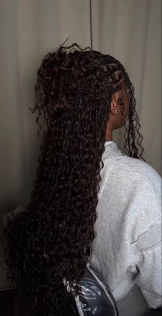 Bohemian Braided Hair, Cute Box Braids Hairstyles, Quick Braided Hairstyles, Protective Hairstyles Braids, Pretty Braided Hairstyles, Hairdos For Curly Hair, Girls Hairstyles Braids