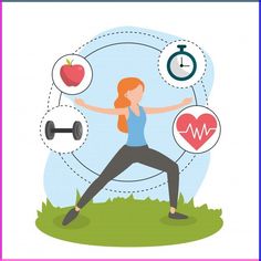 Health And Fitness Images, Fitness Illustration Woman, Fitness Drawing, Sport And Health, Fitness Cartoon, Lunch Workout, Health Illustration, Sports Cartoon, Fitness Images