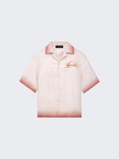 "Find AMIRI Resort Club Bowling Shirt on Editorialist. Care according to label100% Silk Model is 6'1\"/185cm and is wearing a size MShort-sleeves Notched collar Button-down closure Cursive logo at the chest Topstitching" Designer Summer Shirt With Relaxed Fit, Designer Relaxed Fit Summer Shirt, Luxury Pink Blouse, Designer Short Sleeve Summer Blouse, Luxury Short Sleeve Summer Shirt, Designer Summer Blouse In Relaxed Fit, Designer Summer Blouse With Relaxed Fit, Designer Summer Shirt With Camp Collar, Designer Shirt With Camp Collar For Summer