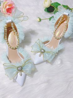 ❤︎ Lolita Princess Ribbon High Heel❤︎ Ribbon Tassel, Summer Forest, Ribbon Quilt, Pearl Lace, Pearl Bag, Bow Sandals, Shoes Spring, Pearl And Lace, Gift Of Time