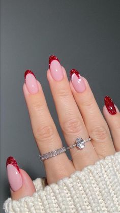 Get ready for the season with 20+ Fall Nails You Will Love This Year! Embrace cozy vibes with Pumpkin Nails and stunning Shellac Nails Fall Autumn looks. From Nails Summer to Fall transitions to trendy Hunter Green Fall Nails, you'll find the perfect inspiration here. Try out Pumpkin Spice Nail Designs, Red Fall Nails Ideas, and Brown With Chrome Nails for a chic touch. Don't miss Nail Art Designs Fall 2024 featuring Chestnut Nails and Autumn Nails Green and Orange. Explore New Nail Trends Fa... Christmas Nails Red Glitter Tips, Red Accent Nails Acrylic, Red Sparkle Tip Nails, Chismas Ideas Nails, Sparkly Red French Tip Nails Almond, Sparkly Red Tip Nails, Red Sparkly French Tip Nails, Sparkly Red French Tip Nails, Red Glitter Tips