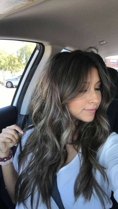 Beige Balayage on Dark Brown Hair Subtle Ashy Highlights, Ashy Highlights, Layer Hair, Ash Brown Hair Color, Long Layer, Brown Hair Shades, Ash Brown Hair, Dark Ash, Balayage Blonde