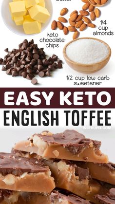 keto dessert easy Keto English Toffee, Keto Toffee, Sugar Free Low Carb Desserts, Low Carb Candy, Toffee Candy, Gluten Free Candy, Keto Candy, English Toffee