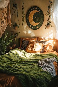 25+ Green Witch Bedroom Aesthetic Witchy Forest Bedroom, Bedroom Forest Aesthetic, Forest Goth Bedroom, Witchy Aethstetic, Witch Types Aesthetic, Goth Green Bedroom, Witch Aesthetic Bedroom Decor, Whimsigoth Studio Apartment, Witch Living Room Aesthetic