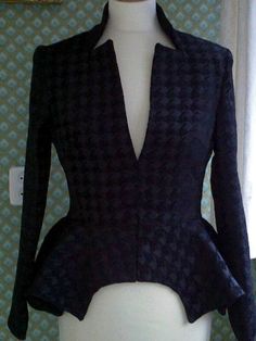 Houndstooth wool peplum jacket Emily Charlton, Devils Daughter, Plus Size Corporate, Long Denim Coat, Capitol Couture, Alexander Mcqueen Jacket, Diy Denim Jacket, Miranda Priestly, Electric Sheep