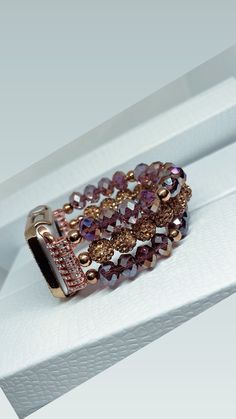 Beaded Apple Watch Band|Stretchy Beaded Apple Watch Band| Purple|Bronze|Gold|Watch Band|- Gift for her- watch face not included Beaded Apple Watch Bands, Trendy Beaded Apple Watch Band As Fashion Accessory, Beaded Iphone Watch Band, Seed Bead Apple Watch Band, Adjustable Silver Beaded Watch Bands, Mystic Beaded Apple Watch Band, Custom Apple Watch Bands, Diy Crystals, Apple Watch Strap