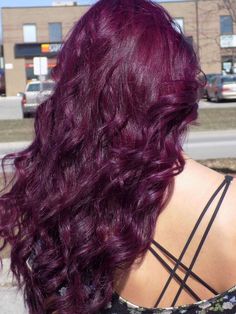 Plum Curly Hair, Warm Purple Hair, Color On Dark Hair, Reddish Purple Hair, Raspberry Hair Color, Deep Burgundy Hair Color, Purple Red Hair, Different Hair Color Ideas