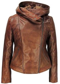 Asymmetrical Leather Jacket, Hooded Leather Jacket, Leather Hoodie, Leather Jacket With Hood, Lambskin Leather Jacket, Stylish Coat, Real Leather Jacket, Coat Women, Brown Leather Jacket