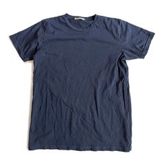 THIS IS A PRE-SALE ITEM SHIPS STARTING 10/1 STORY Crafted with pride in the USA, this t-shirt is the perfect addition to any wardrobe. The incredibly soft jersey tee is made from premium American cotton and has a clean; classic fit. This ultimate basic can be dressed up or down. The knit goes through a special garment dye process resulting in special colors and textures that wash down nicely over time to give each garment a one-of-a kind look and feel. PROCESS This special cotton tee is sewn at Special Colors, Feel It, Jersey Tee, Staple Pieces, Navy Color, Jersey Shorts, Cotton Tee, Neck T Shirt, Short Sleeve Tee