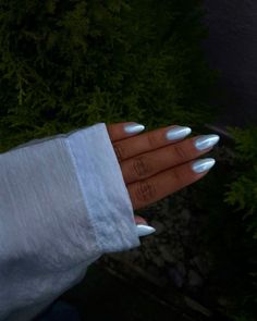 #nails #blue #haileybieber #summer Cute Spring Birthday Nails, Birthday Spring Nails, Blue Crome Nails French, Blue Dress Nails, Classy Summer Nails Simple, Blueberry Milk Nails, Milk Nails, Blueberry Milk