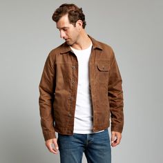 Flint and Tinder Flannel-lined Waxed Trucker Jacket - Havana | Gifts | Huckberry Rugged Outerwear With Double-needle Stitching, Rugged Long Sleeve Outerwear With Double-needle Stitching, Rugged Winter Utility Jacket With Flap Pockets, Rugged Utility Jacket With Double-needle Stitching, Rugged Utility Jacket With Double-needle Stitching For Outdoor, Leather Outerwear With Corduroy Collar And Long Sleeves, Rugged Winter Shacket With Pockets, Brown Outerwear With Corduroy Collar For Everyday, Rugged Cotton Outerwear For Fall