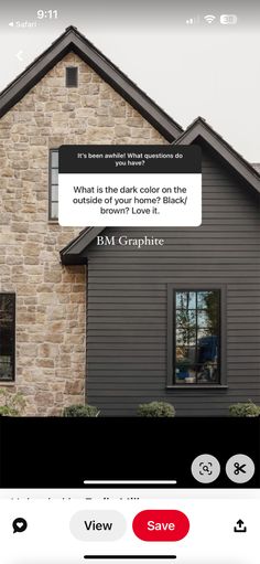 the homepage for bm graphite's real estate listing app is displayed