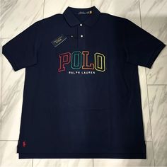 Men’s Polo Ralph Lauren Big And Tall Multicolor Logo Polo T-Shirt Price Is Firm At $100. Color: Navy Blue Condition: 10/10 New W Tags Casual Polo Shirt With Letter Print And Polo Collar, Casual Polo Shirt With Letter Print, Casual Short Sleeve Polo Shirt With Logo Print, Multicolor Polo Collar Top With Graphic Print, Multicolor Graphic Print Polo Collar Top, Multicolor Graphic Print Top With Polo Collar, Blue Sporty Polo Shirt With Graphic Print, Casual Blue Polo Collar T-shirt, Casual Multicolor Polo Collar Shirt