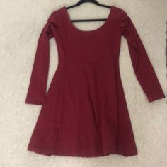 Beautiful Burgundy Color. New Without Tags. Flattering Shape And Style Spring Stretch Burgundy Dress, Burgundy Stretch Dress For Spring, Casual Burgundy Mini Dress For Spring, Casual Long Sleeve Burgundy Dress, Red Stretch Cotton Dress, Casual Burgundy Dress For Date Night, Burgundy Stretch Dress For Fall, Stretch Burgundy Dress For Fall, Casual Burgundy Dress For Fall