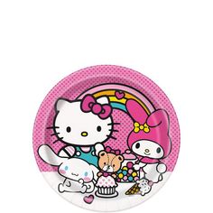 a hello kitty party plate on a white background