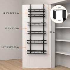 an image of a wall mounted flat panel tv rack with measurements for the size and width