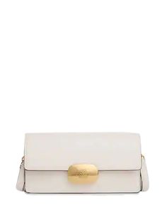 Refined calf leatherInside multifunction pocketSnap closure, fabric liningOutside open pocketDetachable strap with 23" drop for shoulder or crossbody wear7 1/2" (L) x 4" (H) x 1 1/2" (W)Style No. CR526Color: Chalk Crossbody Coach, Gold Ounce, Prada Designer, Credit Card Debit, Debit Card, Place An Order, Calf Leather, Chalk, Clutch Bag