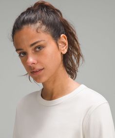 An Everyday Essential, Elevated. A Soft Blend Of Cotton, Lyocell, And Linen Makes This Stretchy Top A First Choice, Any Day Of The Week. Designed For Casual. An Easy Fit That Floats Away From Your Body:not Too Short, Not Too Long, Just Right Around The Waistband. | Classic-Fit Cotton-Blend Long-Sleeve Shirt Stretchy Tops, Tank Top Dress, Womens Long Sleeve Shirts, Day Of The Week, Back Women, First Choice, Lululemon Women, Too Long, Too Short