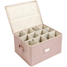 an open pink box filled with lots of cups