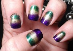 Mardi Gras Gradient #NailArt via Amber Did It! #nails #mardigras Mardi Gras Makeup, Mardi Gras Decorations, Makeup Class, Mardi Gras Party, Gradient Nails, Fancy Nails, Sally Hansen, Love Nails