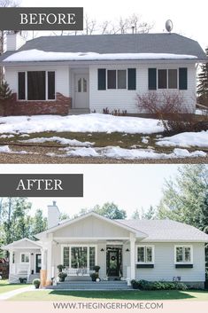 the before and after of a modern farmhouse house