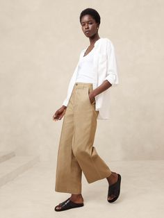 Straight Twill Pant | Banana Republic Factory Straight Leg Bottoms With Welt Pockets For Daywear, Cropped Leg Workwear Pants With Button Zip Fly, Cropped Leg Pants With Button Zip Fly For Workwear, Cropped Work Pants With Button Zip Fly, Cropped Wide Leg Pants With Patch Pockets For Work, Wide Leg Bottoms With Welt Pockets For Daywear, Straight Pants For Workwear With Button Zip Fly, Spring Workwear Bottoms With Button Zip Fly, Tapered Leg Workwear Pants