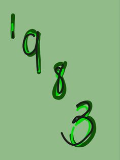 the letters b, c, and d are made up of green ink on a light green background