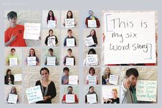 a collage of people holding up signs