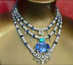 ad eBay - Find many great new & used options and get the best deals for Lab Created Sapphire & Synthetic Blue Opal Three Line Bridal Necklace For Women at the best online prices at eBay! Free shipping for many products! J Necklace, Latest Jewellery Trends, Trends Magazine, Necklace Collection, Trendy Necklaces, Latest Jewellery, Sapphire Jewelry, Bridal Necklace, Opal Jewelry