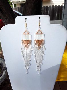 Native American Style Beaded White Gold Silver Wedding | Etsy Southwestern White Dangle Jewelry, Southwestern Style White Dangle Jewelry, Artisan White Earrings With Beaded Fringe, Traditional White Beaded Fringe Jewelry, Southwestern White Jewelry For Jewelry Making, White Beaded Fringe Festival Jewelry, Festival White Beaded Fringe Jewelry, White Beaded Fringe Jewelry For Crafting, Southwestern Style White Beaded Dangle Earrings