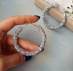 Hoop Earrings Big, Beadwork Jewelry, Earrings Big, Fancy Earrings, Crystal Hoop Earrings, Earrings Elegant, Bead Work Jewelry, Classy Jewelry, Expensive Jewelry