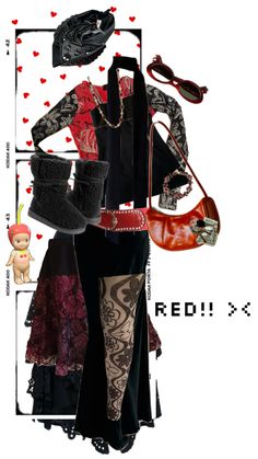 Red Whimsigoth Outfit, Red Whimsigoth, Funky Outfits, Fashion Outfits, Outfit Inspo, Red