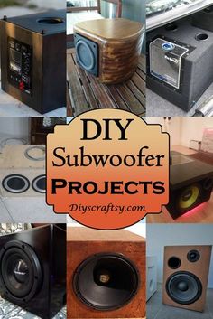 there are many different subwoofer projects in this collage with the words diy subwoofer projects