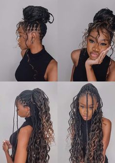 Styling Hairstyles, Bohemian Braided Hair, Big Box Braids Hairstyles, Bohemian Braids, Goddess Braids Hairstyles, Braids Hairstyles Pictures, Cute Box Braids Hairstyles