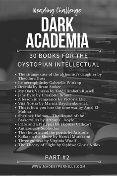 the book cover for dark academy, featuring books stacked on top of each other in black and white