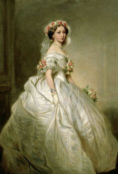 a painting of a woman in a white dress