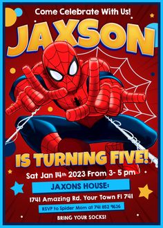 a spiderman birthday party flyer