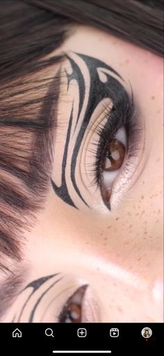 Cybersigilism Eyeliner, Swirl Eyeliner, Graphic Liner Makeup Black, Simple Graphic Eyeliner, Funky Eyeliner, White Graphic Eyeliner, Black Graphic Liner, Gothic Eyeliner